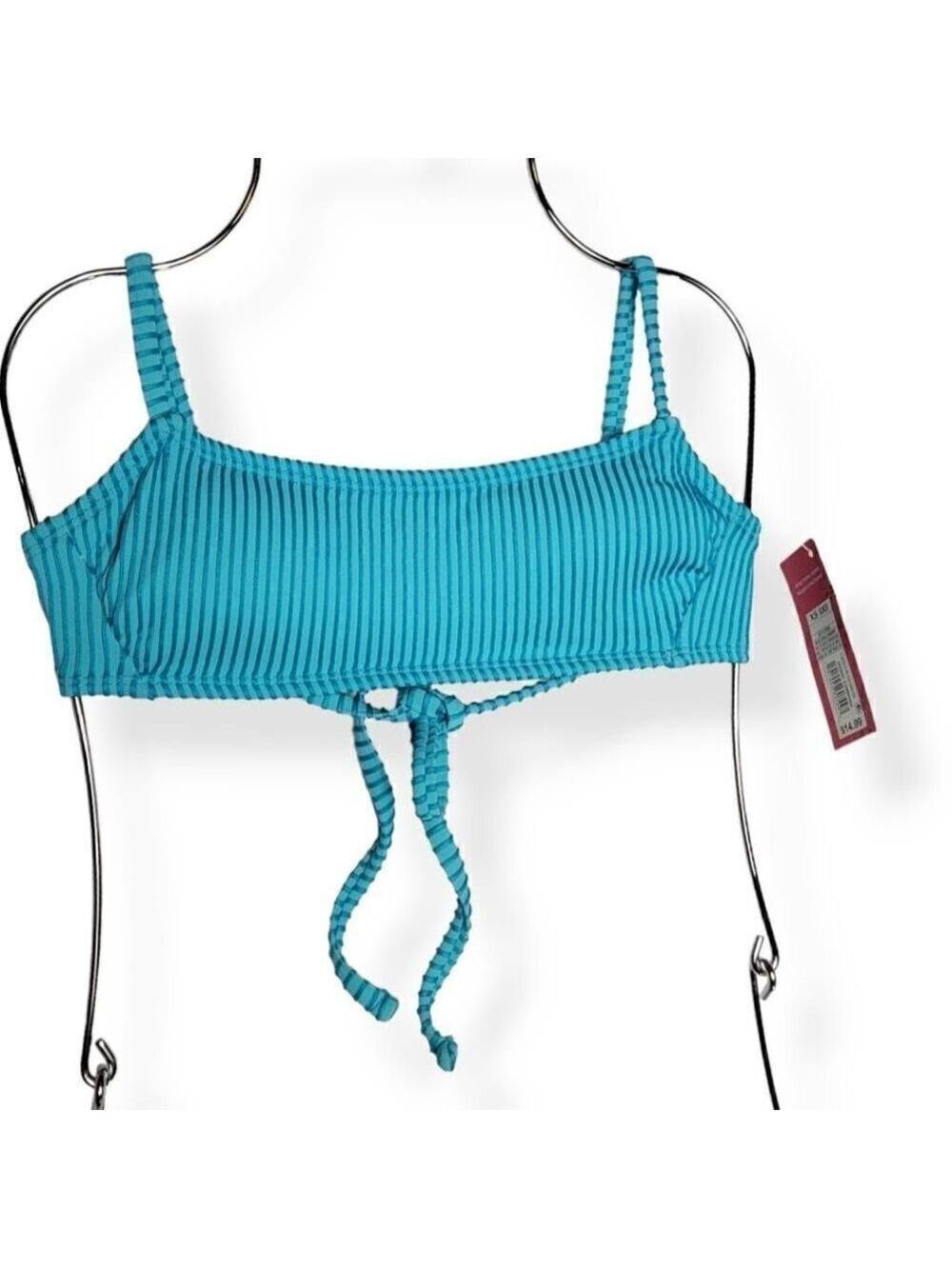 Xhilaration Blue Ribbed Bikini Top XS Junior (00)
